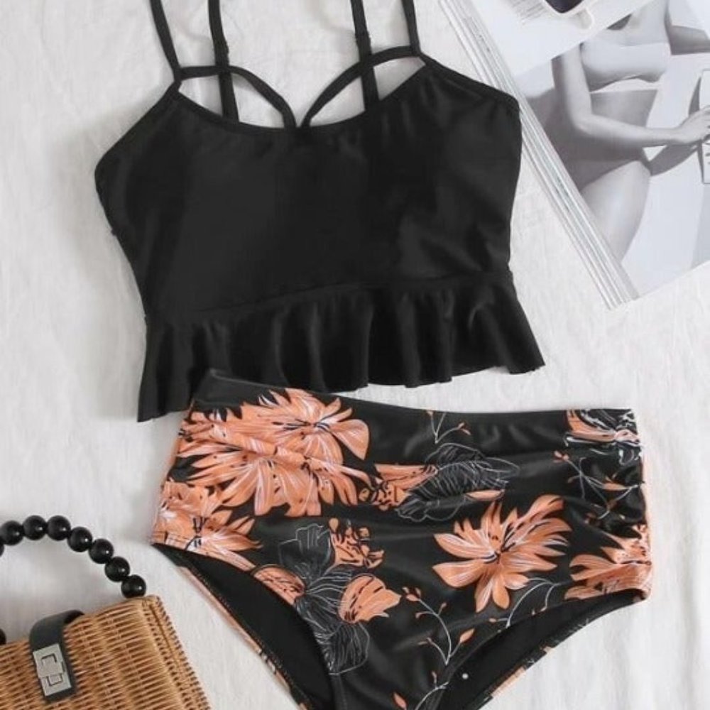 Shein Floral High Waist Tankini NWT Medium